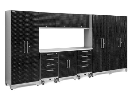 NewAge | Performance Diamond Plate Limited Edition 10 Piece Cabinet Set with Tool, Base, Wall Cabinets, 30 in. Lockers and Worktop