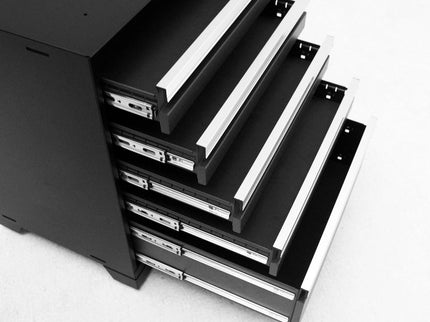 NewAge | Pro Series 7 Piece Cabinet Set with Base, Wall, Tool Drawer Cabinet, Lockers and 56 in. Worktop