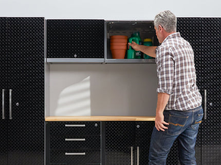 NewAge | Performance Diamond Plate Limited Edition 10 Piece Cabinet Set with Tool, Base, Wall Cabinets, 30 in. Lockers and Worktop