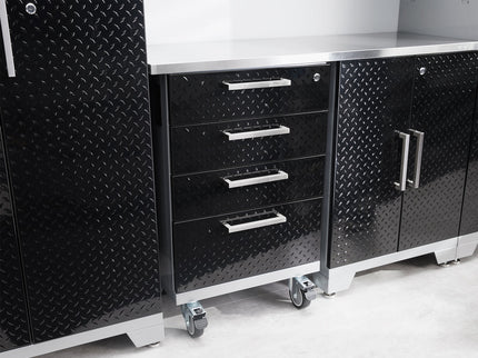 NewAge | Performance Diamond Plate Limited Edition 10 Piece Cabinet Set with Tool, Base, Wall Cabinets, 30 in. Lockers and Worktop