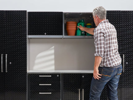 NewAge | Performance Diamond Plate Limited Edition 10 Piece Cabinet Set with Tool, Base, Wall Cabinets, 30 in. Lockers and Worktop