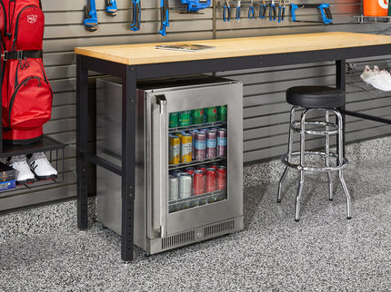NewAge | Pro Series 9 Piece Cabinet Set with Wall, Tool Drawer Cabinet, Lockers, and Stainless Steel Door Fridge