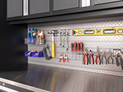 NewAge | Pro Series 7 Piece Cabinet Set with Base, Wall, Tool Drawer Cabinet, Lockers and 56 in. Worktop