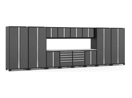 NewAge | Pro Series 14 Piece Cabinet Set with Lockers, Base, Wall, Tool Drawer Cabinets and 56 in. Worktop