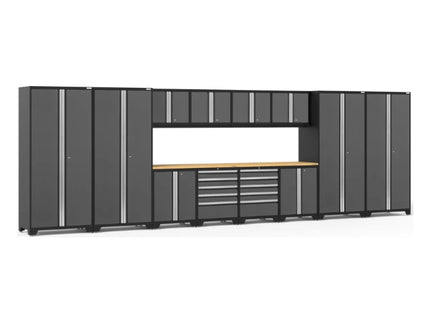 NewAge | Pro Series 14 Piece Cabinet Set with Lockers, Base, Wall, Tool Drawer Cabinets and 56 in. Worktop
