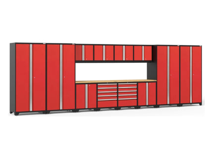NewAge | Pro Series 14 Piece Cabinet Set with Lockers, Base, Wall, Tool Drawer Cabinets and 56 in. Worktop
