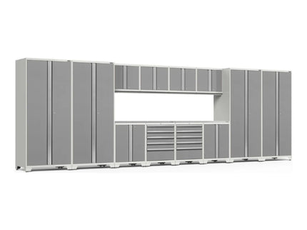 NewAge | Pro Series 14 Piece Cabinet Set with Lockers, Base, Wall, Tool Drawer Cabinets and 56 in. Worktop