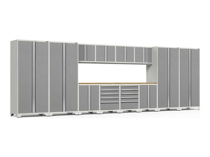 NewAge | Pro Series 14 Piece Cabinet Set with Lockers, Base, Wall, Tool Drawer Cabinets and 56 in. Worktop