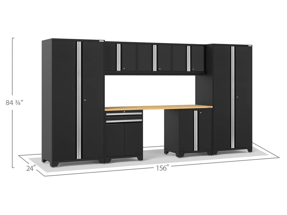 NewAge | Pro Series 8 Piece Cabinet Set with Wall, Base, Multi-Function Cabinet, Lockers and 84 in. Worktop