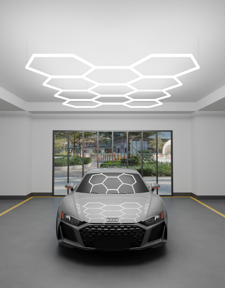 MINT LIGHTING | LED HEXGRID LIGHTING SYSTEM - 4.12m x 2.97m / 13.53ft x 9.74ft - 11 Grid