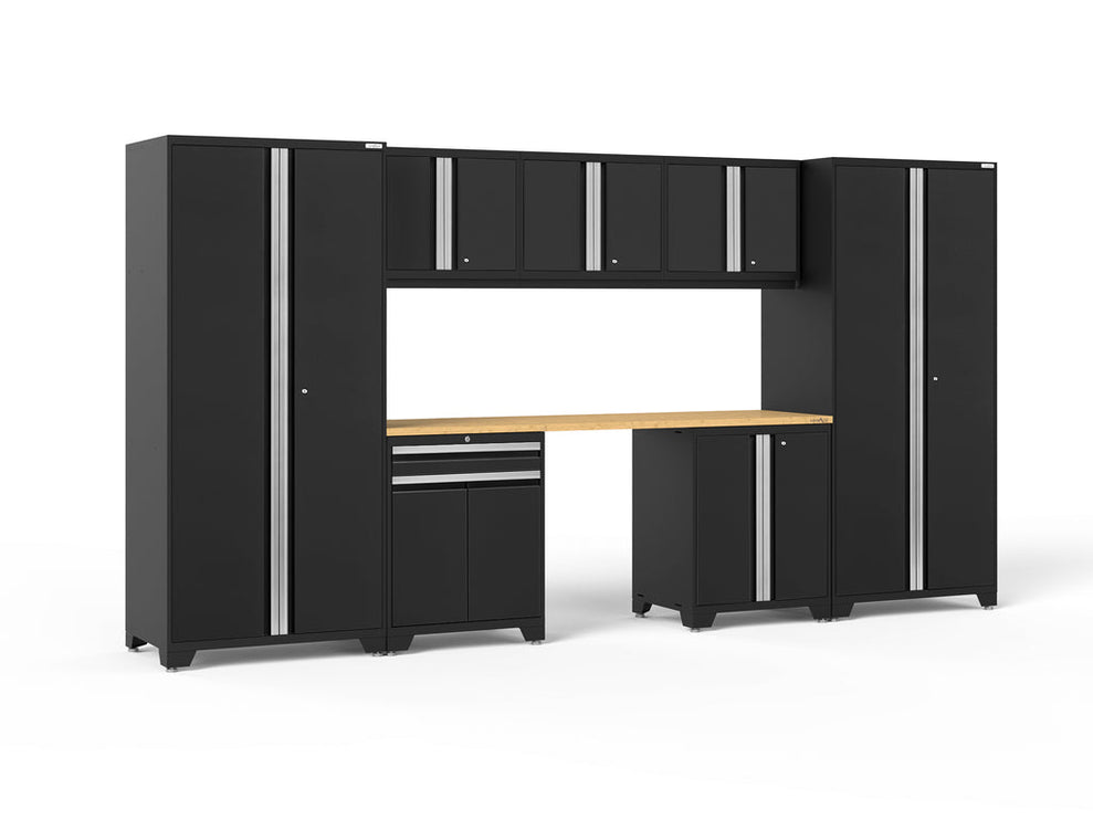 NewAge | Pro Series 8 Piece Cabinet Set with Wall, Base, Multi-Function Cabinet, Lockers and 84 in. Worktop