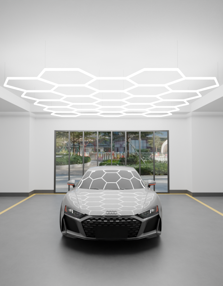 MINT LIGHTING | LED HEXGRID LIGHTING SYSTEM - 5.6m x 4.7m / 18.37ft x 15.41ft - 25 Grid