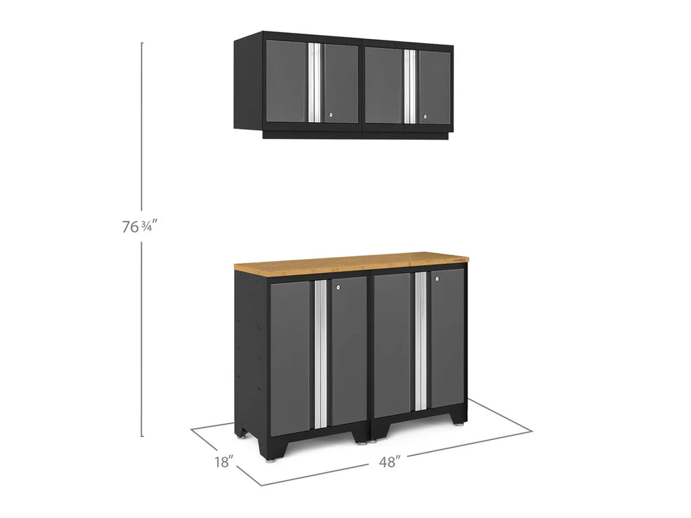 NewAge | Bold Series 5 Piece Cabinet Set with Wall, Base Cabinet, and Worktop