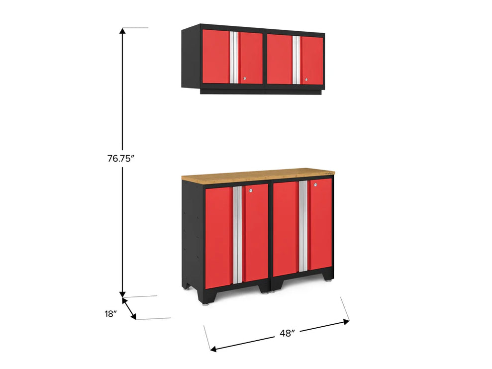 NewAge | Bold Series 5 Piece Cabinet Set with Wall, Base Cabinet, and Worktop
