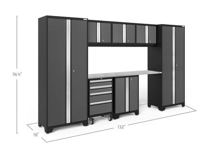 NewAge | Bold Series 8 Piece Cabinet Set with Tool, Base, Wall Cabinets and 30 in. Lockers
