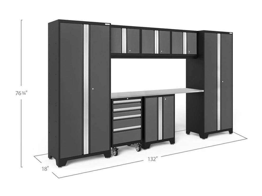 NewAge | Bold Series 8 Piece Cabinet Set with Tool, Base, Wall Cabinets and 30 in. Lockers