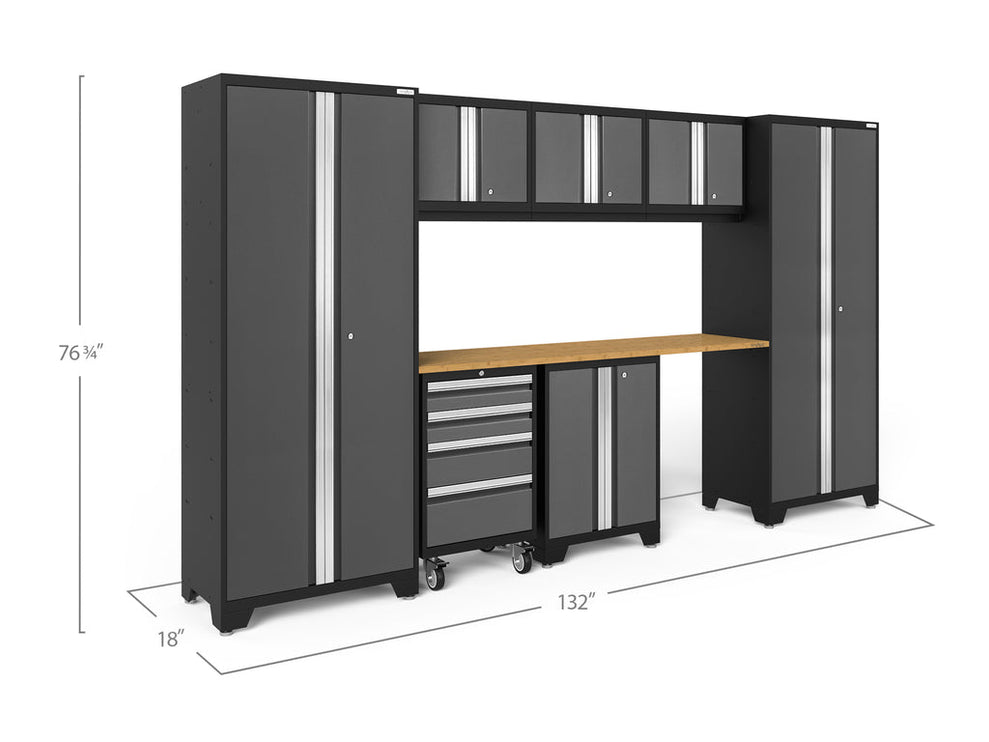 NewAge | Bold Series 8 Piece Cabinet Set with Tool, Base, Wall Cabinets and 30 in. Lockers
