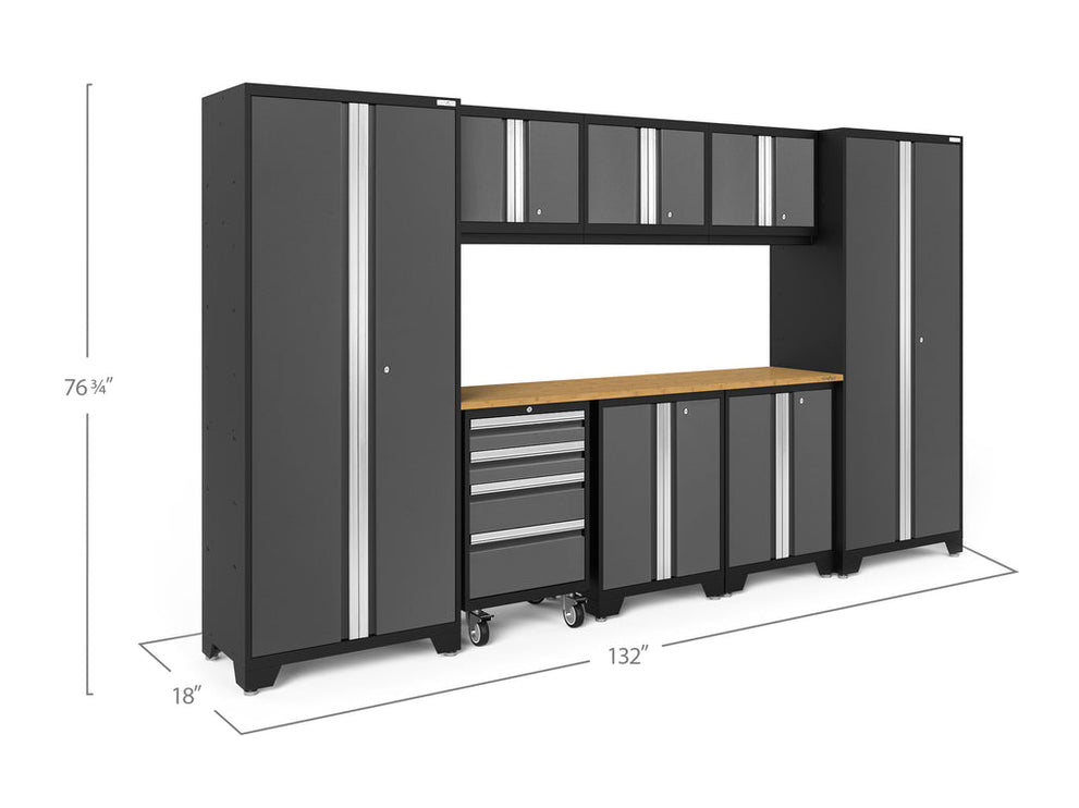 NewAge | Bold Series 9 Piece Cabinet Set with 2 Base, Tool, Wall Cabinets and 30 in. Lockers
