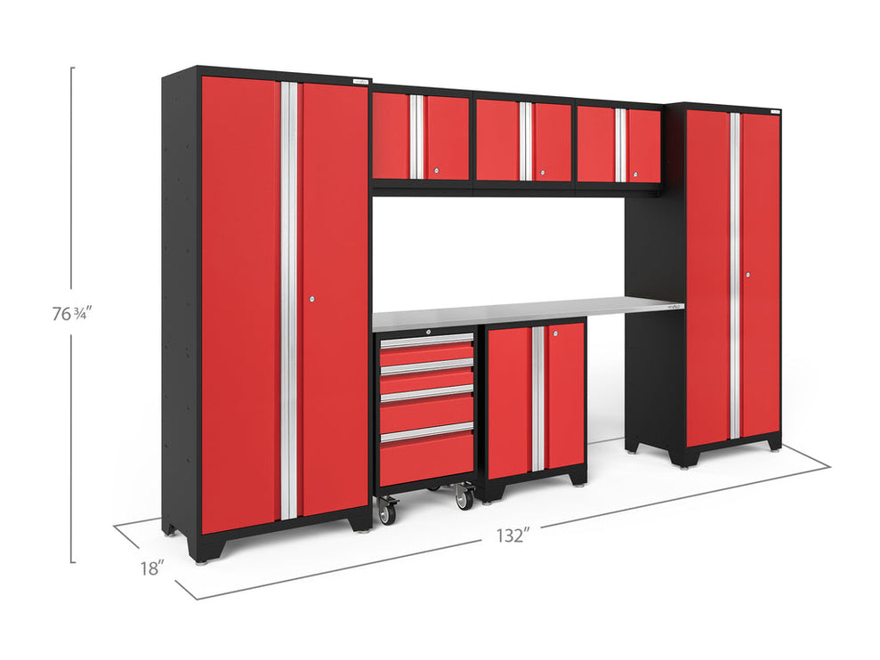 NewAge | Bold Series 8 Piece Cabinet Set with Tool, Base, Wall Cabinets and 30 in. Lockers