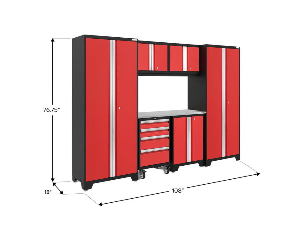 NewAge | Bold Series 7 Piece Cabinet Set with Tool, Base, Wall Cabinets and 30 in. Lockers