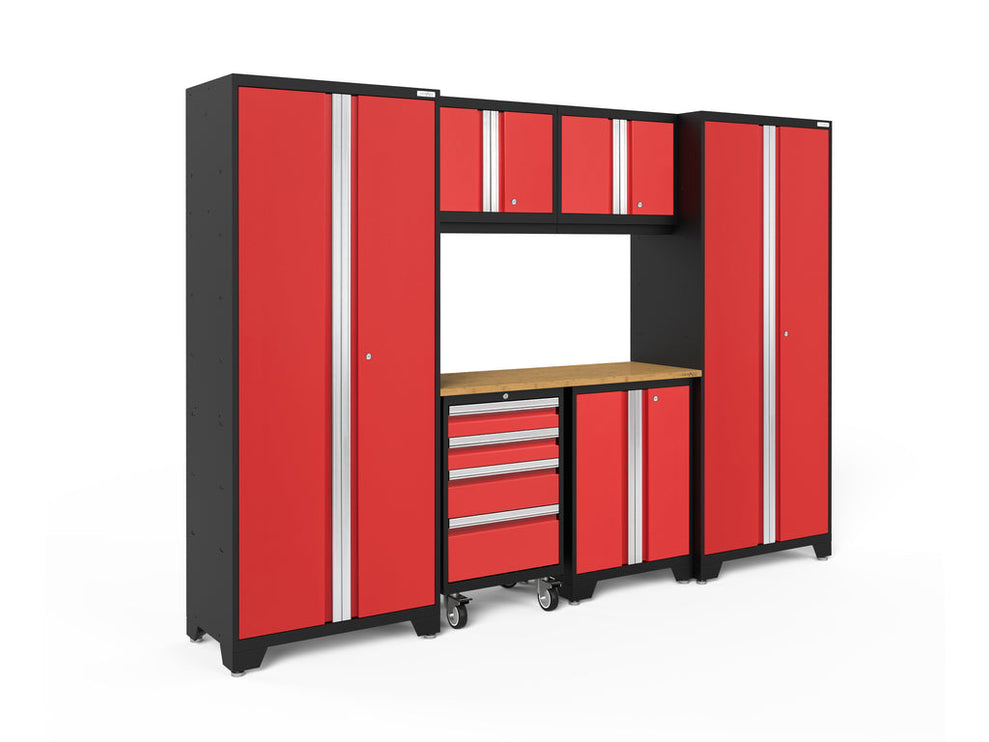 NewAge | Bold Series 7 Piece Cabinet Set with Tool, Base, Wall Cabinets and 30 in. Lockers