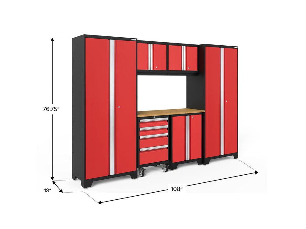 NewAge | Bold Series 7 Piece Cabinet Set with Tool, Base, Wall Cabinets and 30 in. Lockers
