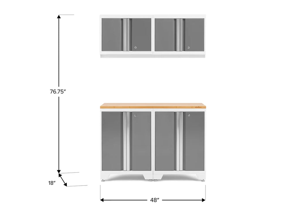 NewAge | Bold Series 5 Piece Cabinet Set with Wall, Base Cabinet, and Worktop