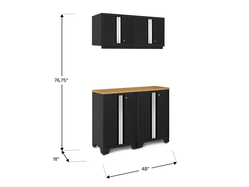 NewAge | Bold Series 5 Piece Cabinet Set with Wall, Base Cabinet, and Worktop