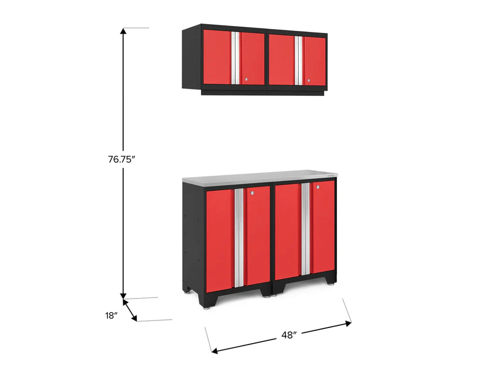 NewAge | Bold Series 5 Piece Cabinet Set with Wall, Base Cabinet, and Worktop