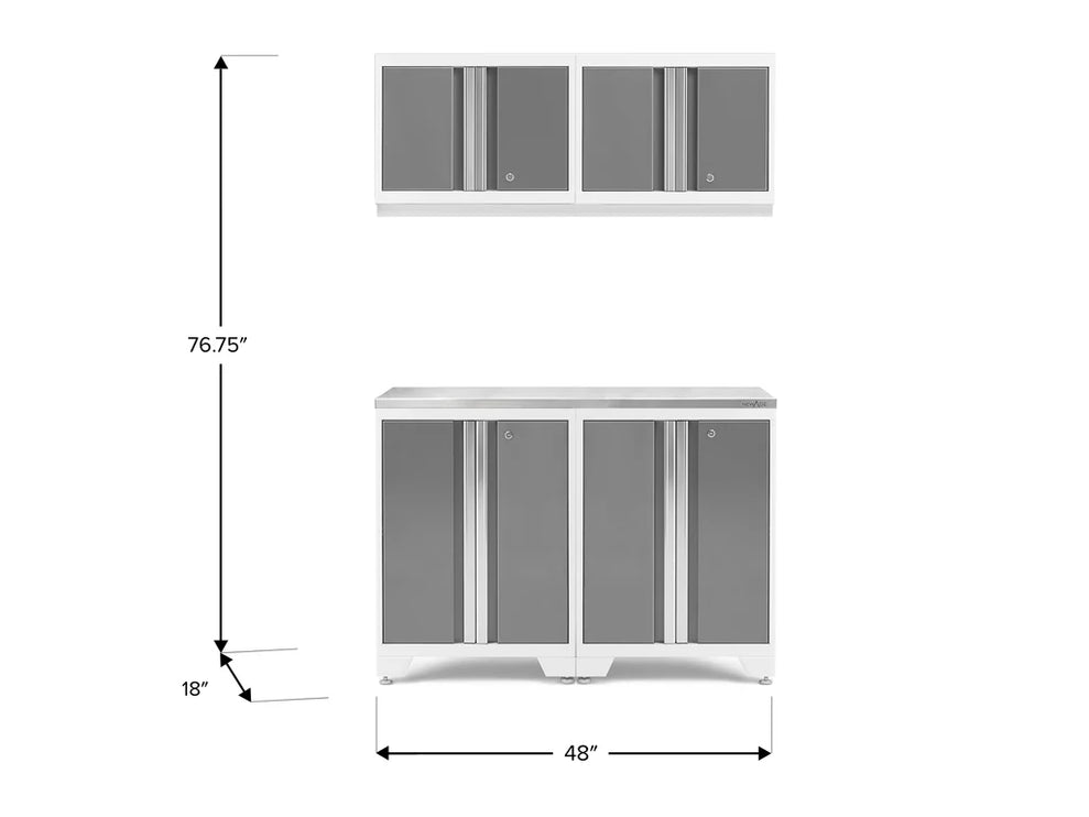 NewAge | Bold Series 5 Piece Cabinet Set with Wall, Base Cabinet, and Worktop