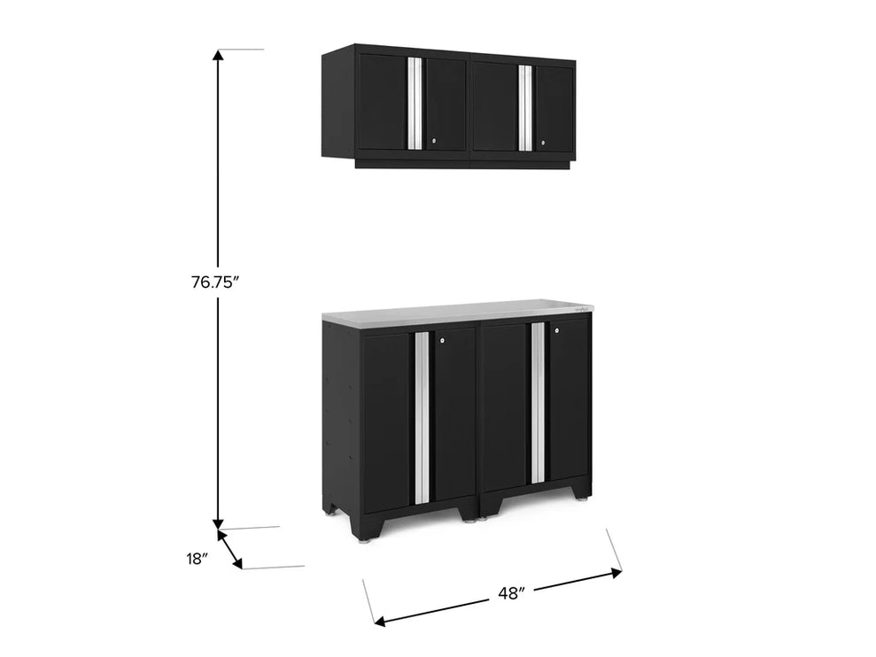 NewAge | Bold Series 5 Piece Cabinet Set with Wall, Base Cabinet, and Worktop