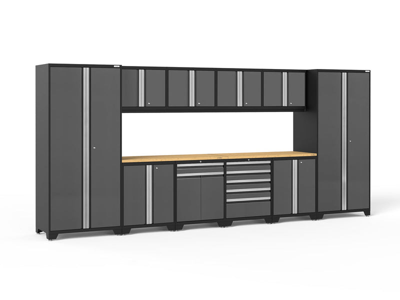 NewAge | Pro Series 12 Piece Cabinet Set with Lockers, Base, Wall, Tool Drawer Cabinet and 56 in. Worktop
