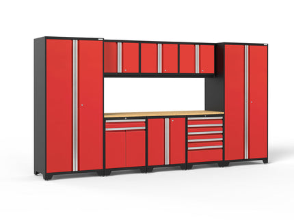 NewAge | Pro Series 9 Piece Cabinet Set with Wall, Base, Tool Drawer, Multi-Function Cabinet, Lockers, and 84 in. Worktop