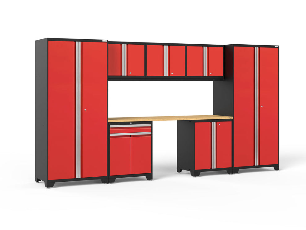 NewAge | Pro Series 8 Piece Cabinet Set with Wall, Base, Multi-Function Cabinet, Lockers and 84 in. Worktop