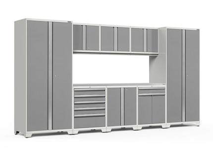 NewAge | Pro Series 9 Piece Cabinet Set with Wall, Base, Tool Drawer, Multi-Function Cabinet, Lockers, and 84 in. Worktop