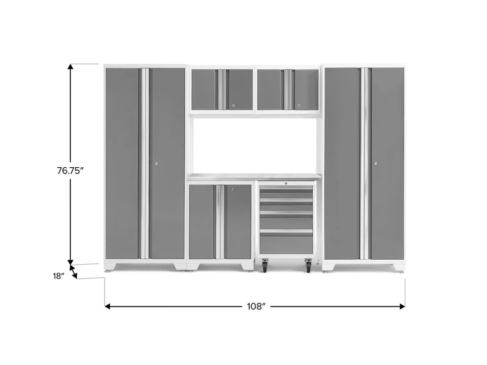 NewAge | Bold Series 7 Piece Cabinet Set with Tool, Base, Wall Cabinets and 30 in. Lockers