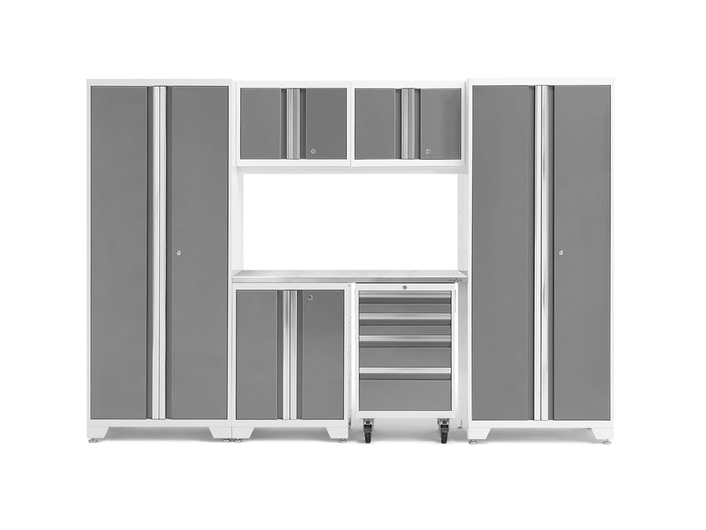 NewAge | Bold Series 7 Piece Cabinet Set with Tool, Base, Wall Cabinets and 30 in. Lockers