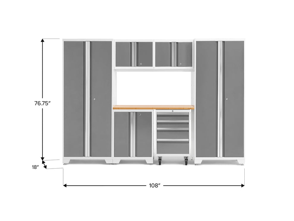 NewAge | Bold Series 7 Piece Cabinet Set with Tool, Base, Wall Cabinets and 30 in. Lockers