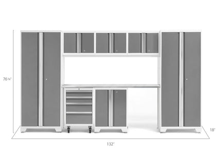 NewAge | Bold Series 8 Piece Cabinet Set with Tool, Base, Wall Cabinets and 30 in. Lockers