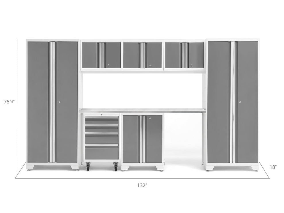 NewAge | Bold Series 8 Piece Cabinet Set with Tool, Base, Wall Cabinets and 30 in. Lockers