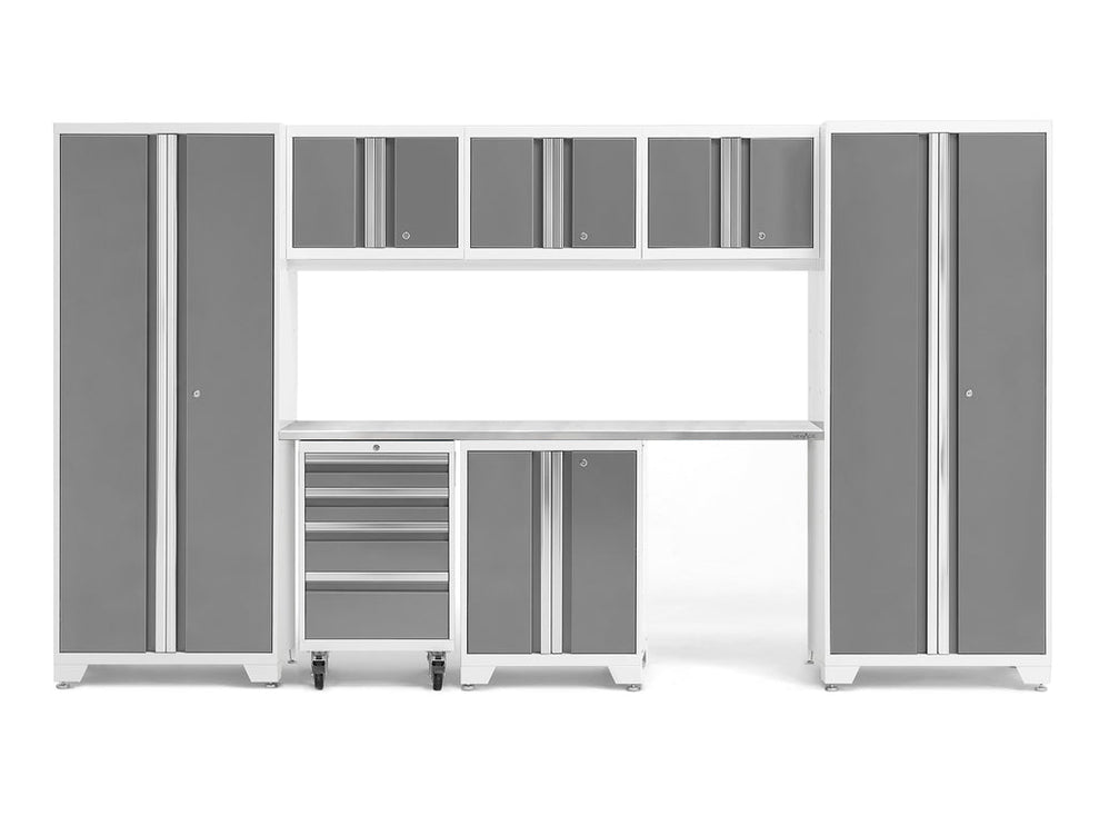 NewAge | Bold Series 8 Piece Cabinet Set with Tool, Base, Wall Cabinets and 30 in. Lockers