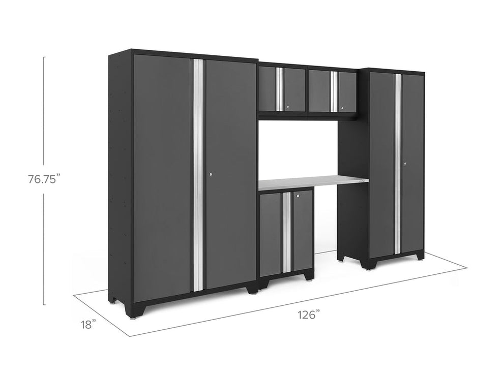 NewAge | Bold Series 6 Piece Cabinet Set with Base, Wall Cabinets, 30 in. Locker and 48 in. RTA Locker