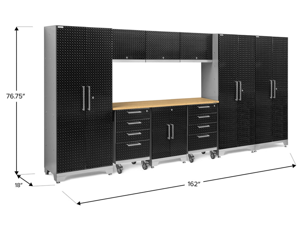 NewAge | Performance Diamond Plate Limited Edition 10 Piece Cabinet Set with Tool, Base, Wall Cabinets, 30 in. Lockers and Worktop