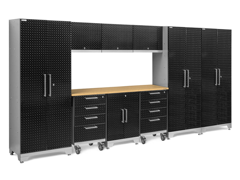 NewAge | Performance Diamond Plate Limited Edition 10 Piece Cabinet Set with Tool, Base, Wall Cabinets, 30 in. Lockers and Worktop