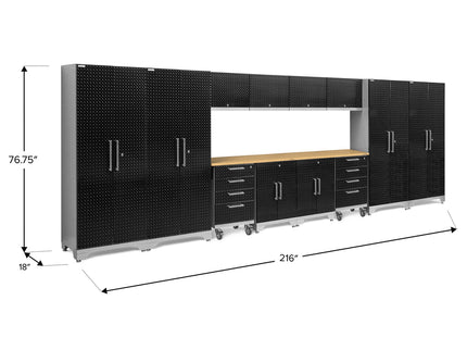 NewAge | Performance Diamond Plate Limited Edition 14 Piece Cabinet Set with Tool, Base, Wall Cabinets, 30 in. Lockers and Worktop