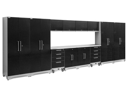NewAge | Performance Diamond Plate Limited Edition 14 Piece Cabinet Set with Tool, Base, Wall Cabinets, 30 in. Lockers and Worktop