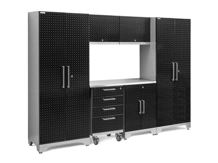 NewAge | Performance Diamond Plate Limited Edition 7 Piece Cabinet Set with Tool, Base, Wall Cabinets, 30 in. Lockers and Worktop