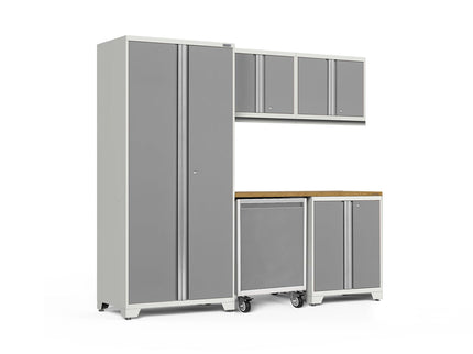 NewAge | Pro Series 6 Piece Cabinet Set with Base, Wall Cabinet, Locker and Utility Cart