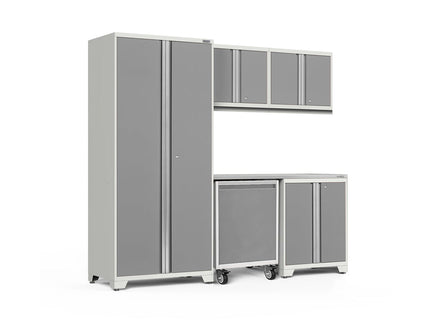 NewAge | Pro Series 6 Piece Cabinet Set with Base, Wall Cabinet, Locker and Utility Cart