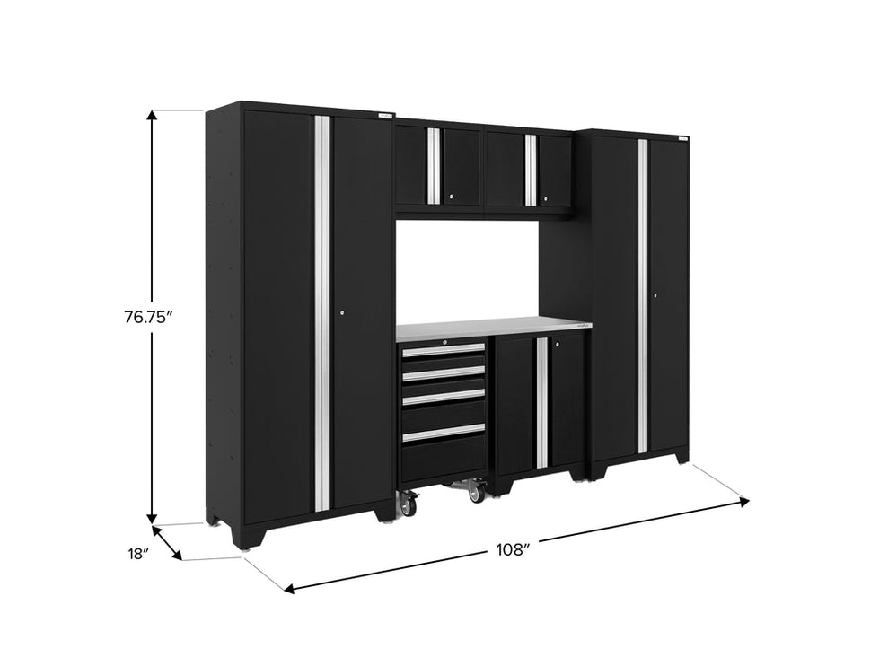 NewAge | Bold Series 7 Piece Cabinet Set with Tool, Base, Wall Cabinets and 30 in. Lockers